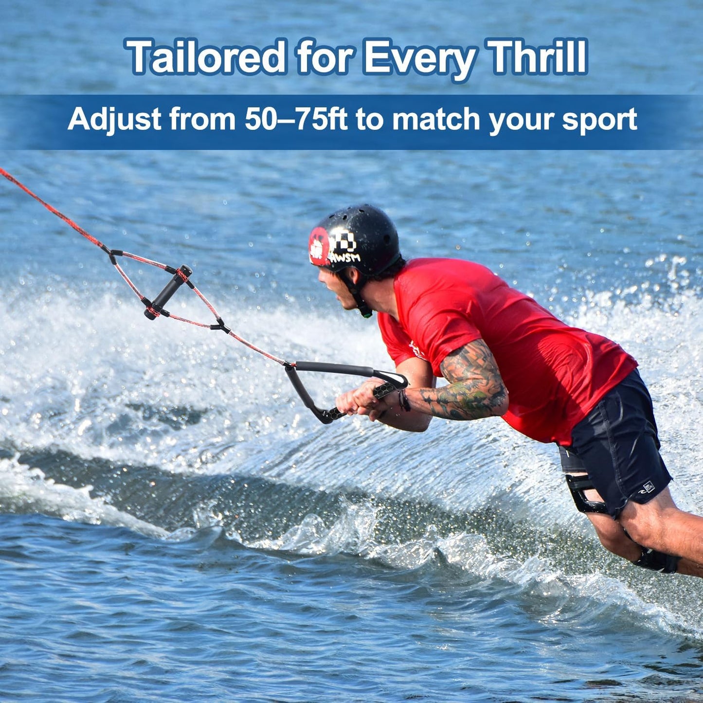 Affordura Wakeboard Rope 75 Feet Water Ski Rope with Handle Ski Ropes for Watersports, Ski Tow Rope for Tubing 4 Sections Tube Tow Rope for Watersports, Storage Bag Included