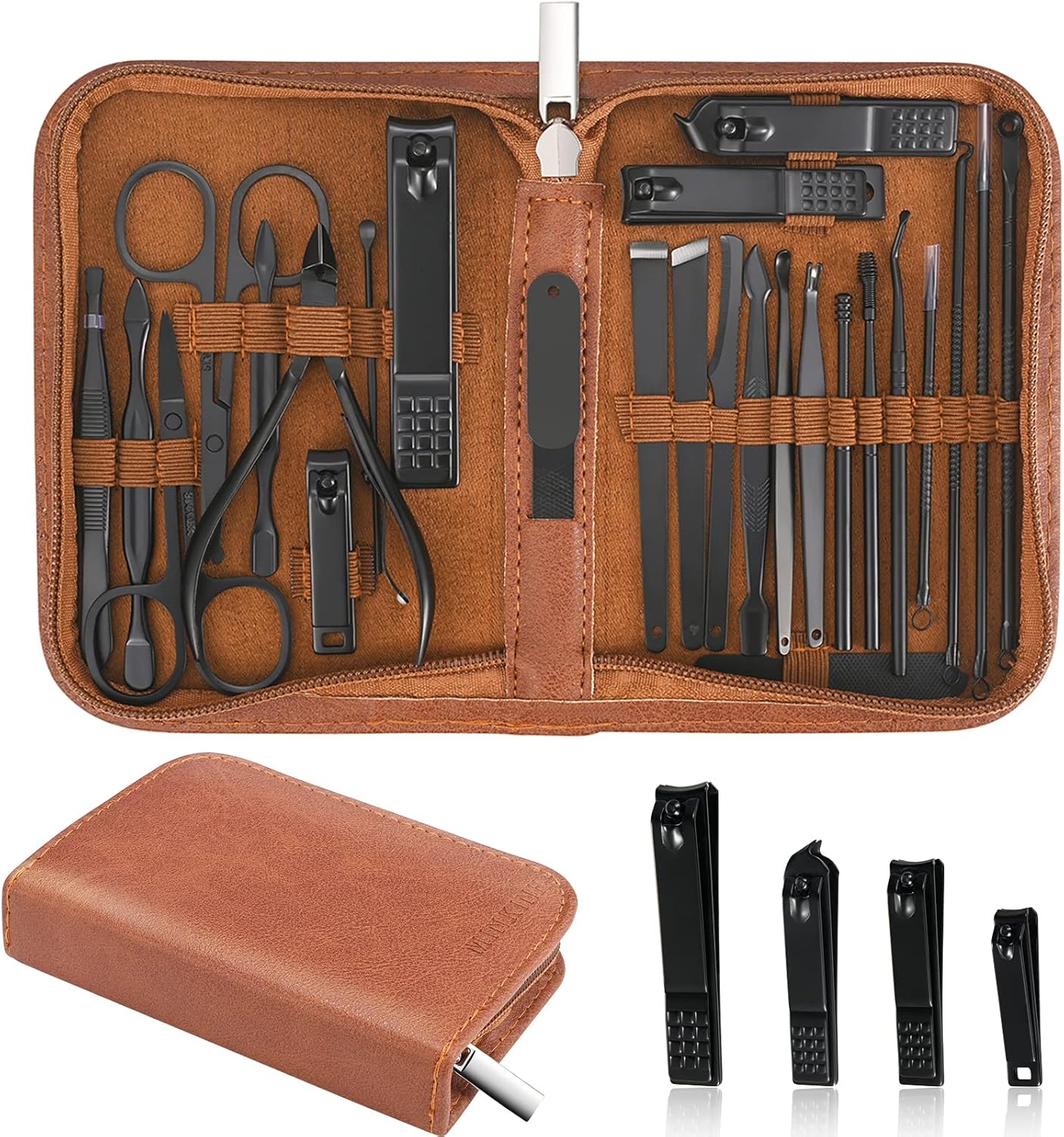 MINKINH 26-Piece Professional Manicure Set，Features Stainless Steel Tools, Carbon Steel Clippers & Travel Case for Women's Home and Travel Grooming，Mother's Day Gifts(Pink)