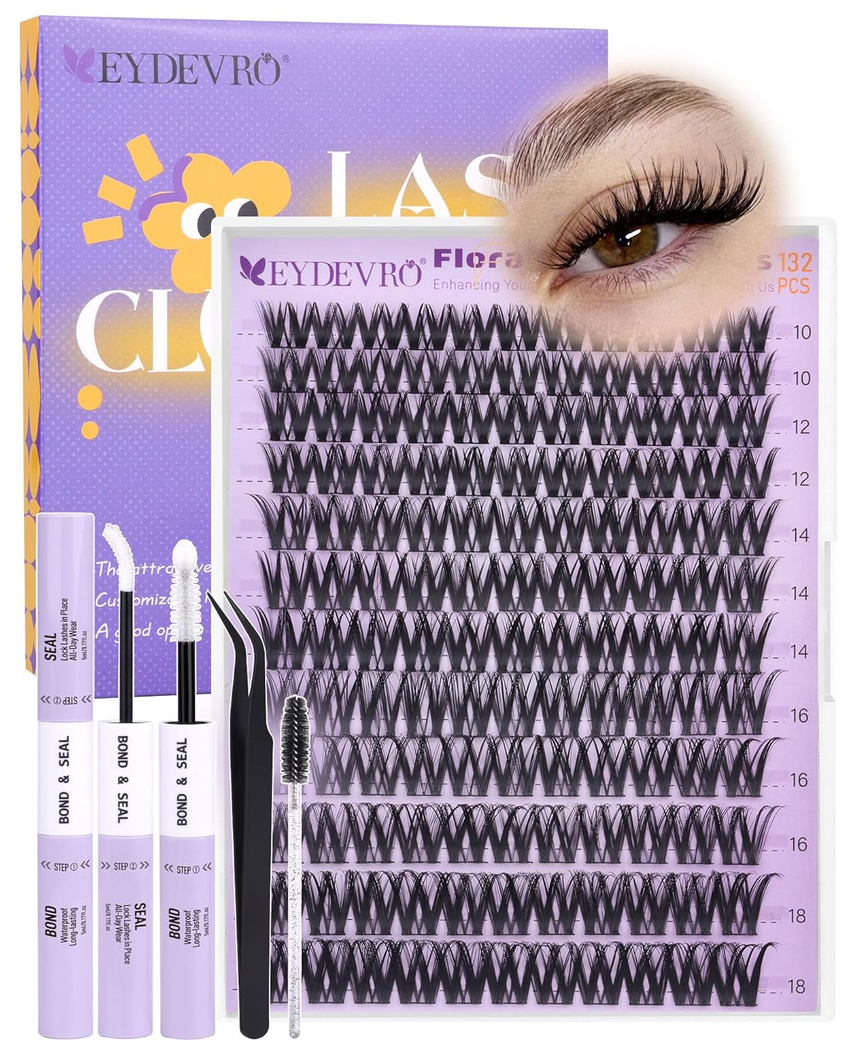 EYDEVRO Bunny Lash Clusters Manga Eyelash Clusters Wet Look Fairy Wispy Cluster Eyelash Extensions Anime Cluster Lashes 120 Pcs 10-16mm C Curl DIY Lash Extensions