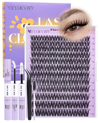 EYDEVRO Bunny Lash Clusters Manga Eyelash Clusters Wet Look Fairy Wispy Cluster Eyelash Extensions Anime Cluster Lashes 120 Pcs 10-16mm C Curl DIY Lash Extensions