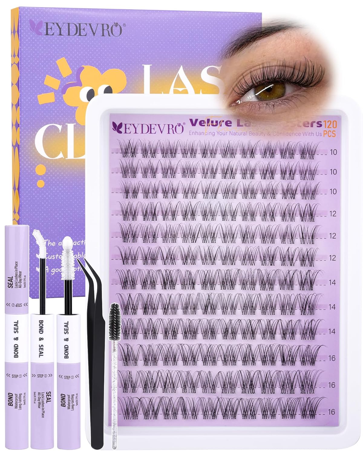 EYDEVRO Bunny Lash Clusters Manga Eyelash Clusters Wet Look Fairy Wispy Cluster Eyelash Extensions Anime Cluster Lashes 120 Pcs 10-16mm C Curl DIY Lash Extensions