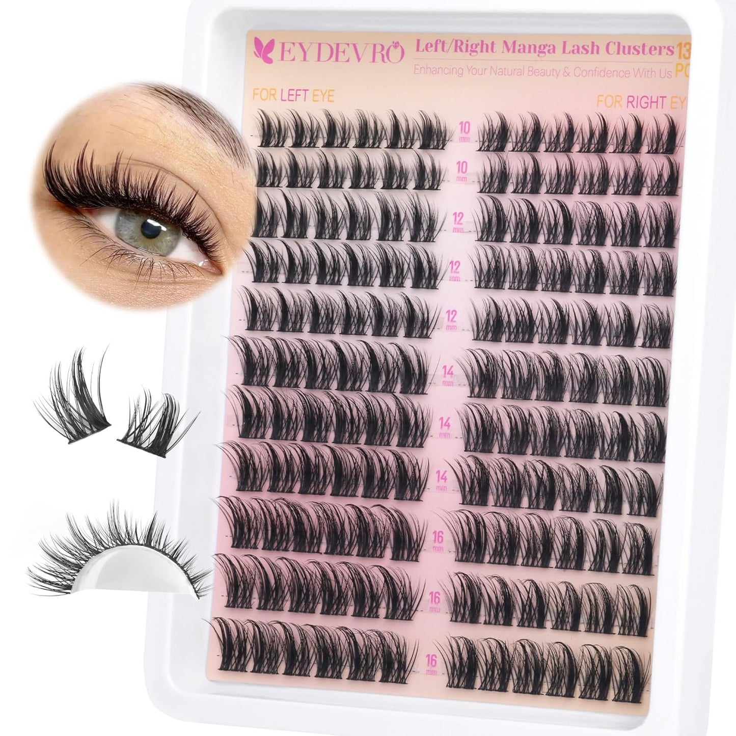 EYDEVRO Bunny Lash Clusters Manga Eyelash Clusters Wet Look Fairy Wispy Cluster Eyelash Extensions Anime Cluster Lashes 120 Pcs 10-16mm C Curl DIY Lash Extensions
