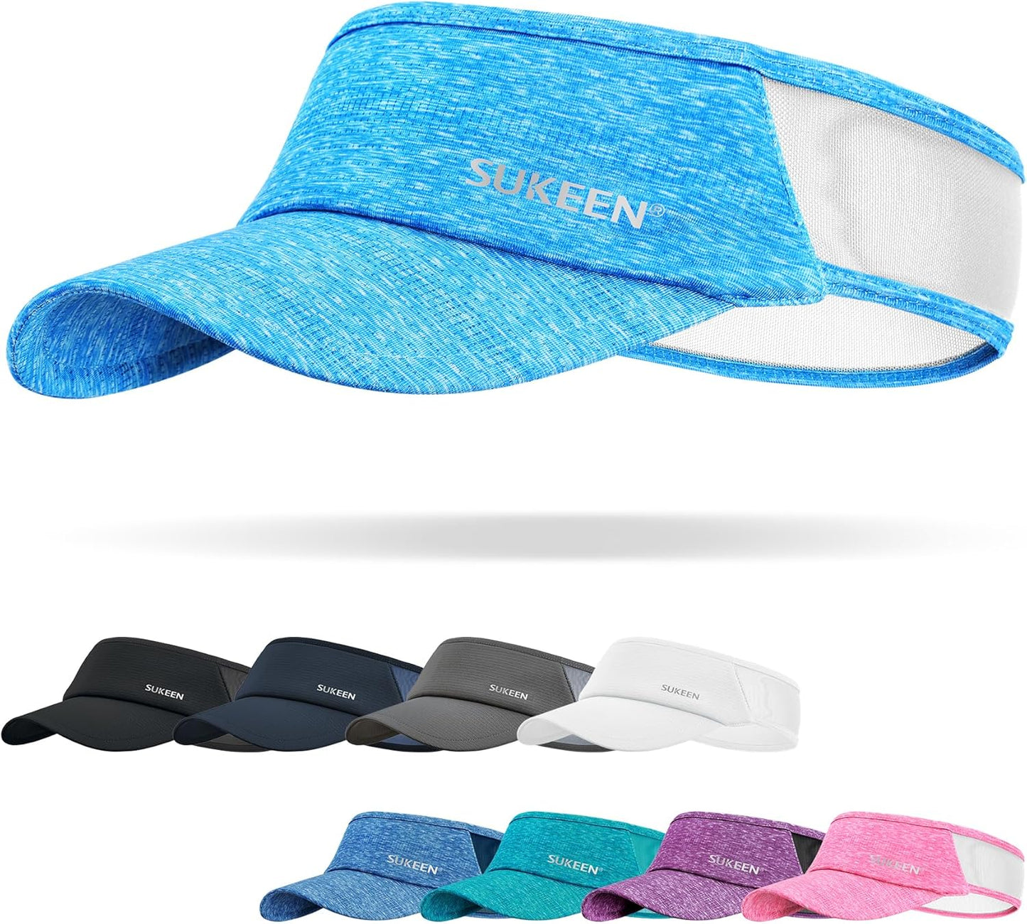 Sukeen Sports Sun Visor Men Women Lightweight Portable Cooling Stretchy Visor Hat for Running, Golf, Daily Wear