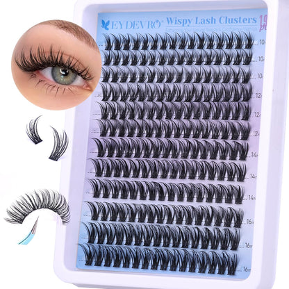 EYDEVRO Bunny Lash Clusters Manga Eyelash Clusters Wet Look Fairy Wispy Cluster Eyelash Extensions Anime Cluster Lashes 120 Pcs 10-16mm C Curl DIY Lash Extensions
