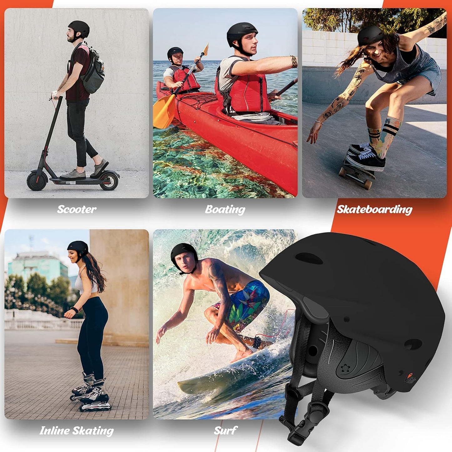 Vihir Adult Water Sports Adjustable Helmet with Ears - Perfect for Kayaking, Boating,Surfing