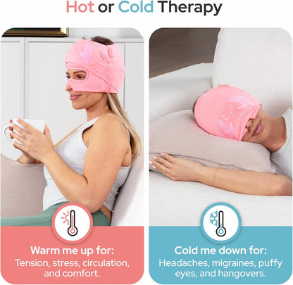 Migraine Relief Cap with Slide-Up Eye Mask - Patent Pending - Headache Relief Hat for Hangover, Stress, Tension - Buttery Soft, Made for Bad Days