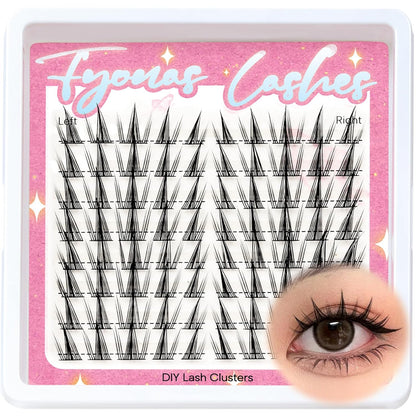 Lash Clusters Manga Eyelash Clusters Spiky Cluster Eyelash Extensions 80Pcs C Curl Individual Lashes Volume Anime Lash Clusters with Thin Band Cosplay Lashes DIY at Home (Cutey)