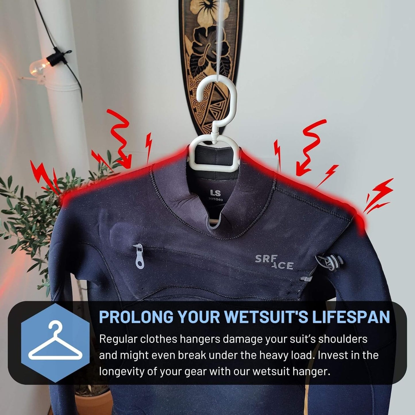 Hang 11 Wetsuit Hanger - Improves Your Wet Suit Longevity, Quick Dryer, Foldable Wetsuit Hangers for Surfers, Ideal for Drysuit Scuba Diving Gear & BCD, Surfing Accessories, Surfing Gifts (Blue)