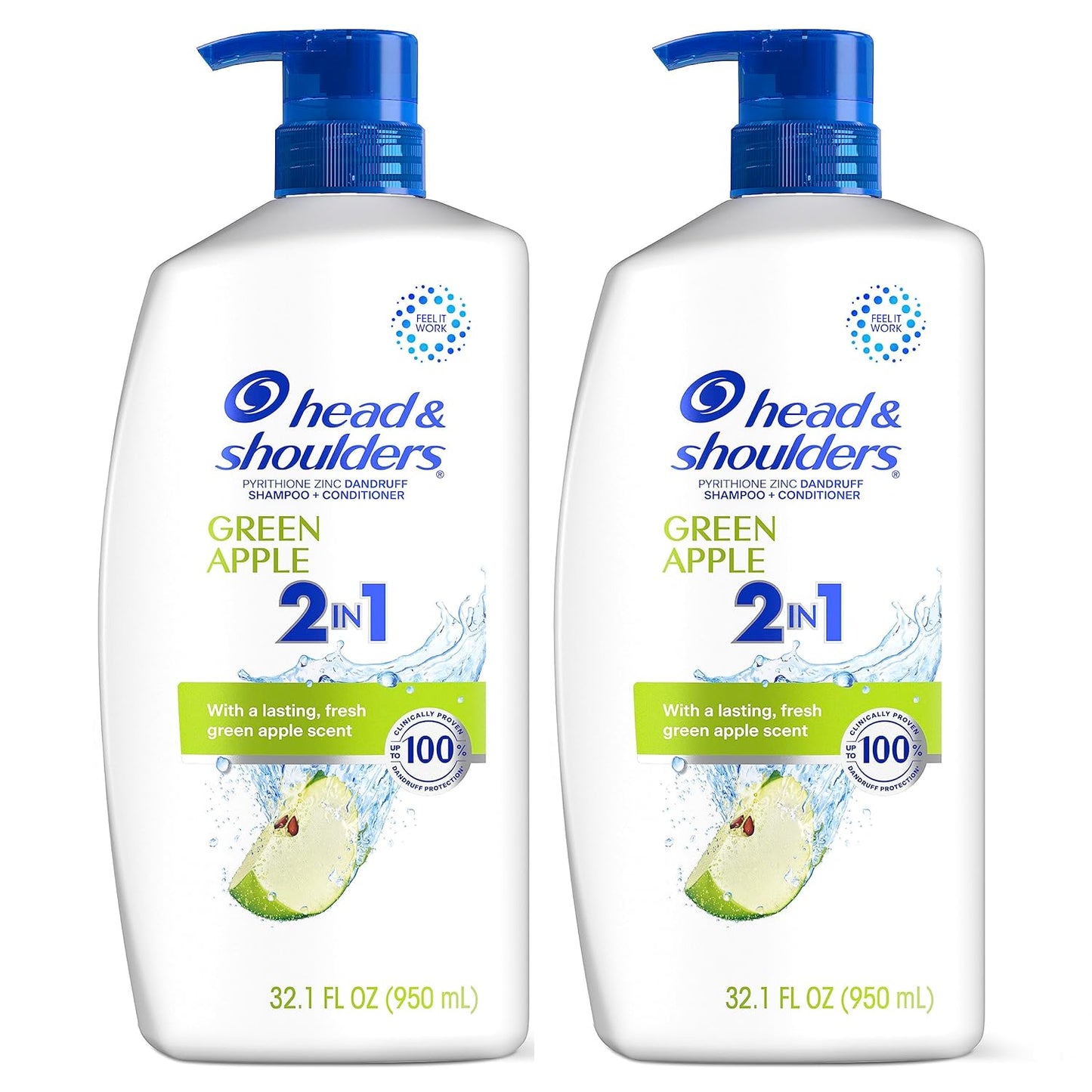 Head & Shoulders Anti-Dandruff Shampoo and Conditioner with 1% Pyrithione Zinc, Tea Tree Oil 2-in-1 Twin Pack, Tea Tree Shampoo with Cooling, Refreshed Scalp, 32.1 fl oz Each