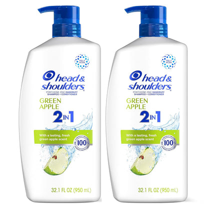 Head & Shoulders Anti-Dandruff Shampoo and Conditioner with 1% Pyrithione Zinc, Tea Tree Oil 2-in-1 Twin Pack, Tea Tree Shampoo with Cooling, Refreshed Scalp, 32.1 fl oz Each