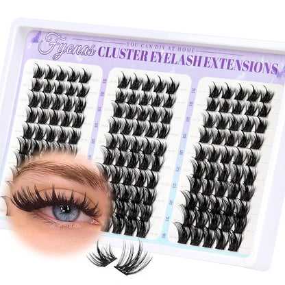 Lash Clusters Manga Eyelash Clusters Spiky Cluster Eyelash Extensions 80Pcs C Curl Individual Lashes Volume Anime Lash Clusters with Thin Band Cosplay Lashes DIY at Home (Cutey)
