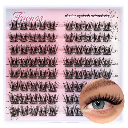 Lash Clusters Manga Eyelash Clusters Spiky Cluster Eyelash Extensions 80Pcs C Curl Individual Lashes Volume Anime Lash Clusters with Thin Band Cosplay Lashes DIY at Home (Cutey)