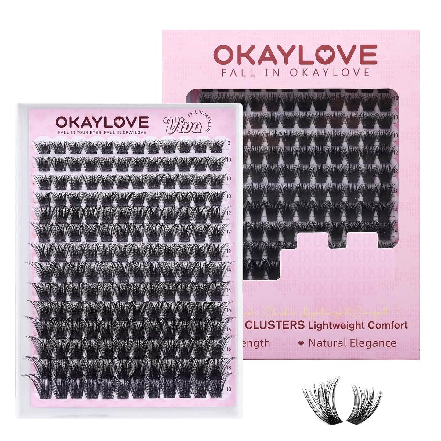 OKAYLOVE Manga Lash Clusters Kit with Spikes, LIRA 8-18mm DIY Cluster Eyelash Extensions Kit, 140pcs CC Curl Clear Band Individual Lashes with Lash Bond and Seal, Remover, Lash Tweezers