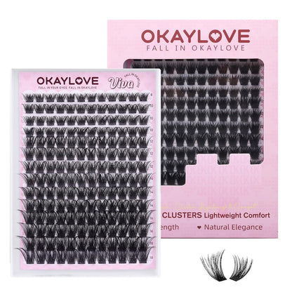 OKAYLOVE Manga Lash Clusters Kit with Spikes, LIRA 8-18mm DIY Cluster Eyelash Extensions Kit, 140pcs CC Curl Clear Band Individual Lashes with Lash Bond and Seal, Remover, Lash Tweezers