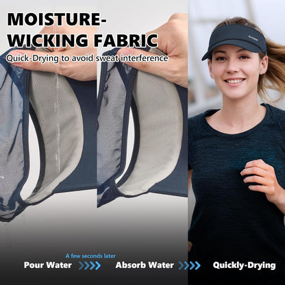 Sukeen Sports Sun Visor Men Women Lightweight Portable Cooling Stretchy Visor Hat for Running, Golf, Daily Wear