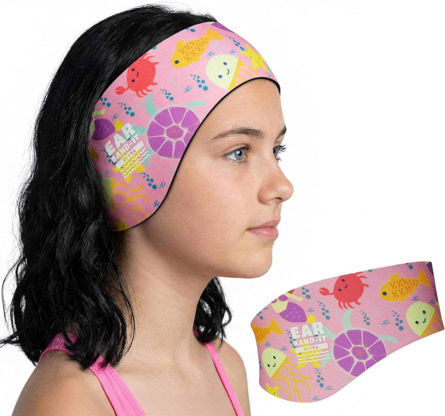 Earvolution Ear Band-It Ultra Swimming Headband for Kids and Adults - Invented by Ear, Nose, and Throat Physician - Custom Anti-Slip Grip Neoprene Maximizes Protection, 13 Color Options, 3 Sizes
