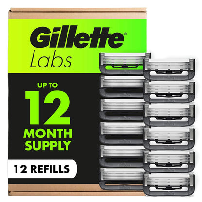 GilletteLabs Shaving Razor Blade Refills for Men, 12 Count