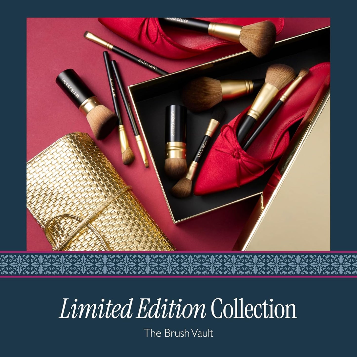 LAURA GELLER NEW YORK The Brush Vault - Ultimate Limited Edition Makeup Brush Collection - Includes Ten Must-Have Makeup Brushes for Mature Skin Makeup Application - 10 Count