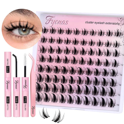 Lash Clusters Manga Eyelash Clusters Spiky Cluster Eyelash Extensions 80Pcs C Curl Individual Lashes Volume Anime Lash Clusters with Thin Band Cosplay Lashes DIY at Home (Cutey)