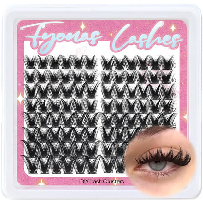 Lash Clusters Manga Eyelash Clusters Spiky Cluster Eyelash Extensions 80Pcs C Curl Individual Lashes Volume Anime Lash Clusters with Thin Band Cosplay Lashes DIY at Home (Cutey)