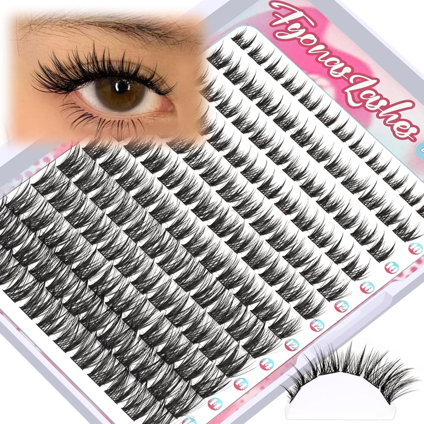 Lash Clusters Manga Eyelash Clusters Spiky Cluster Eyelash Extensions 80Pcs C Curl Individual Lashes Volume Anime Lash Clusters with Thin Band Cosplay Lashes DIY at Home (Cutey)