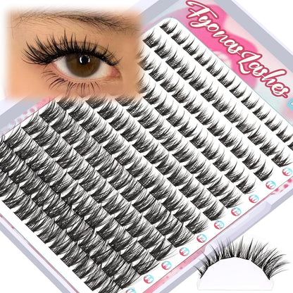 Lash Clusters Manga Eyelash Clusters Spiky Cluster Eyelash Extensions 80Pcs C Curl Individual Lashes Volume Anime Lash Clusters with Thin Band Cosplay Lashes DIY at Home (Cutey)