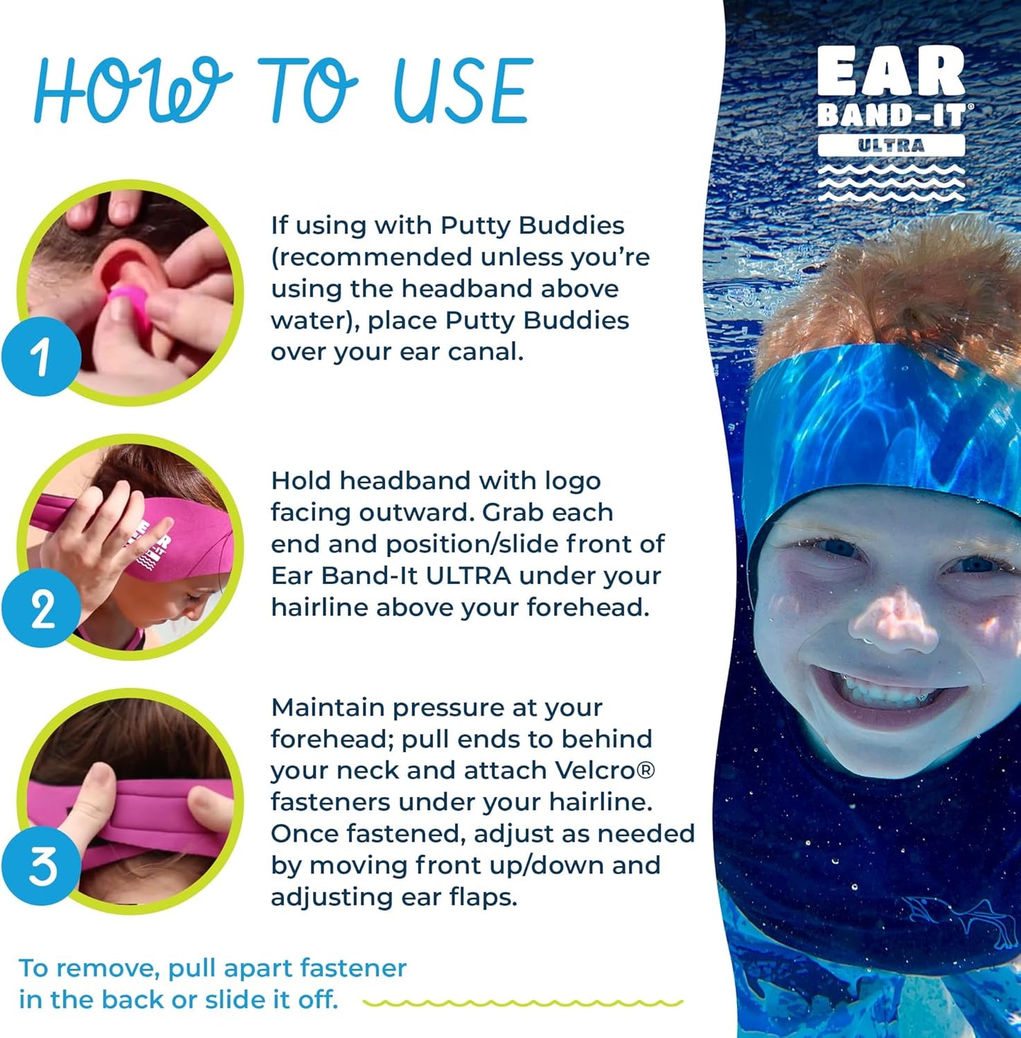 Earvolution Ear Band-It Ultra Swimming Headband for Kids and Adults - Invented by Ear, Nose, and Throat Physician - Custom Anti-Slip Grip Neoprene Maximizes Protection, 13 Color Options, 3 Sizes