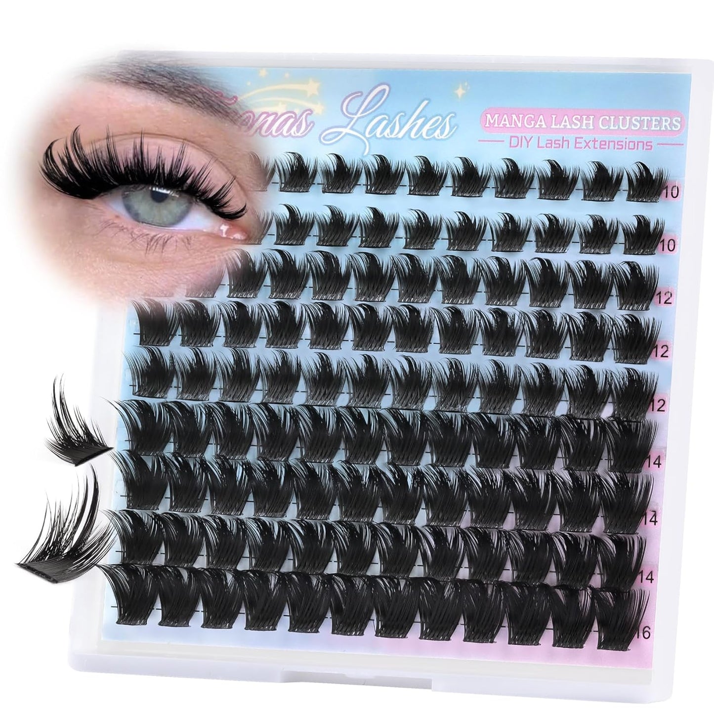 Lash Clusters Manga Eyelash Clusters Spiky Cluster Eyelash Extensions 80Pcs C Curl Individual Lashes Volume Anime Lash Clusters with Thin Band Cosplay Lashes DIY at Home (Cutey)