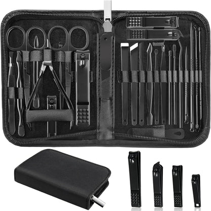 MINKINH 26-Piece Professional Manicure Set，Features Stainless Steel Tools, Carbon Steel Clippers & Travel Case for Women's Home and Travel Grooming，Mother's Day Gifts(Pink)