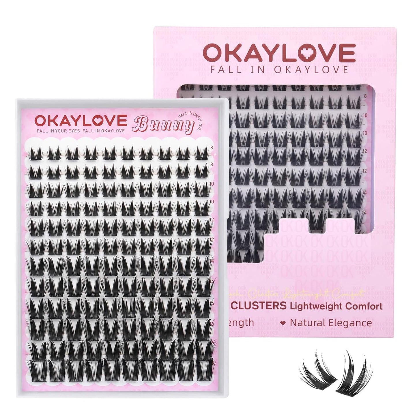OKAYLOVE Manga Lash Clusters Kit with Spikes, LIRA 8-18mm DIY Cluster Eyelash Extensions Kit, 140pcs CC Curl Clear Band Individual Lashes with Lash Bond and Seal, Remover, Lash Tweezers