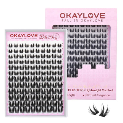 OKAYLOVE Manga Lash Clusters Kit with Spikes, LIRA 8-18mm DIY Cluster Eyelash Extensions Kit, 140pcs CC Curl Clear Band Individual Lashes with Lash Bond and Seal, Remover, Lash Tweezers