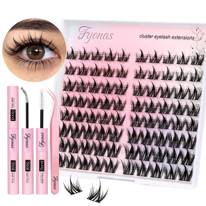 Lash Clusters Manga Eyelash Clusters Spiky Cluster Eyelash Extensions 80Pcs C Curl Individual Lashes Volume Anime Lash Clusters with Thin Band Cosplay Lashes DIY at Home (Cutey)