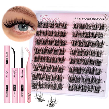 Lash Clusters Manga Eyelash Clusters Spiky Cluster Eyelash Extensions 80Pcs C Curl Individual Lashes Volume Anime Lash Clusters with Thin Band Cosplay Lashes DIY at Home (Cutey)