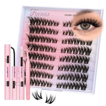 Lash Clusters Manga Eyelash Clusters Spiky Cluster Eyelash Extensions 80Pcs C Curl Individual Lashes Volume Anime Lash Clusters with Thin Band Cosplay Lashes DIY at Home (Cutey)