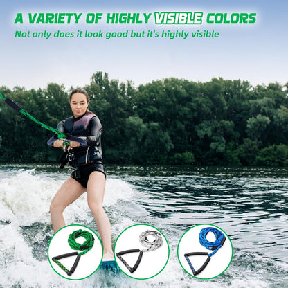 Wakesurf Rope - ASVAEVAS 25ft Floating Wake Surf Ropes and Handle, 4 Sections Adjustable Surf Tow Rope for Wakesurfing and Watersports