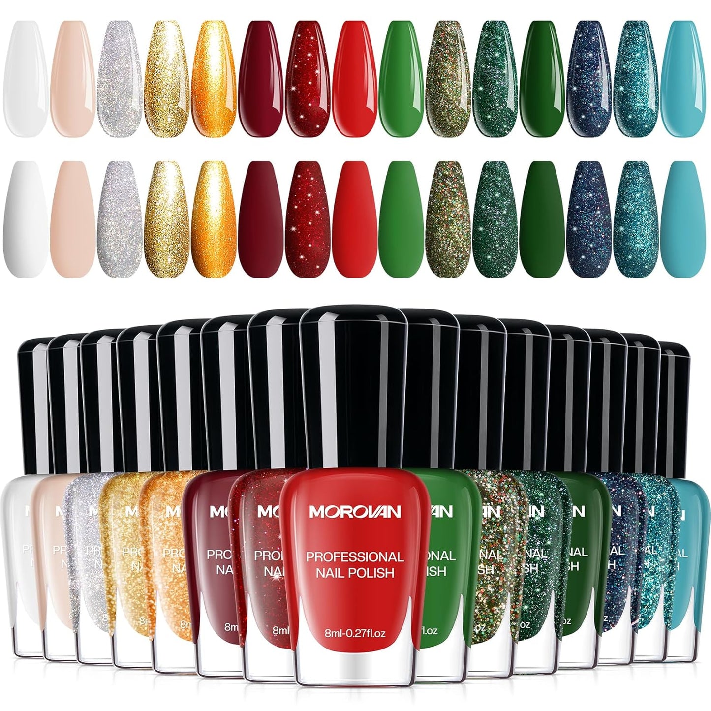 Morovan 15 Bright Color 0.27oz Air Quick Dry Nail Polish Gift Set for Women