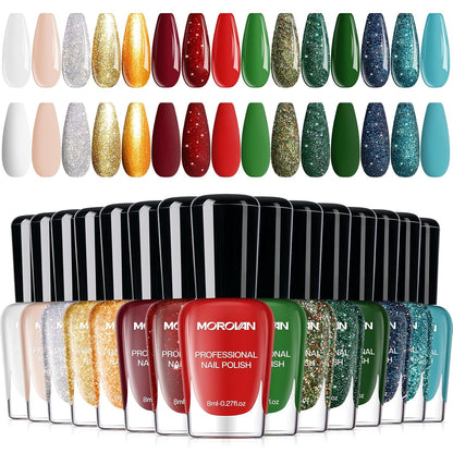 Morovan 15 Bright Color 0.27oz Air Quick Dry Nail Polish Gift Set for Women