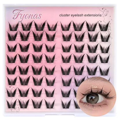 Lash Clusters Manga Eyelash Clusters Spiky Cluster Eyelash Extensions 80Pcs C Curl Individual Lashes Volume Anime Lash Clusters with Thin Band Cosplay Lashes DIY at Home (Cutey)