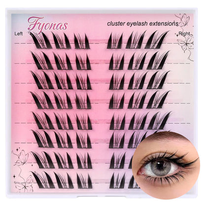 Lash Clusters Manga Eyelash Clusters Spiky Cluster Eyelash Extensions 80Pcs C Curl Individual Lashes Volume Anime Lash Clusters with Thin Band Cosplay Lashes DIY at Home (Cutey)