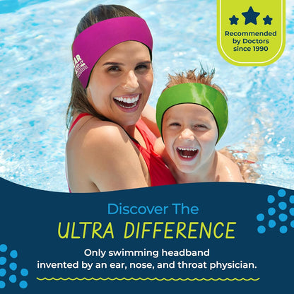 Earvolution Ear Band-It Ultra Swimming Headband for Kids and Adults - Invented by Ear, Nose, and Throat Physician - Custom Anti-Slip Grip Neoprene Maximizes Protection, 13 Color Options, 3 Sizes