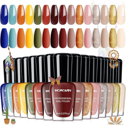 Morovan 15 Bright Color 0.27oz Air Quick Dry Nail Polish Gift Set for Women
