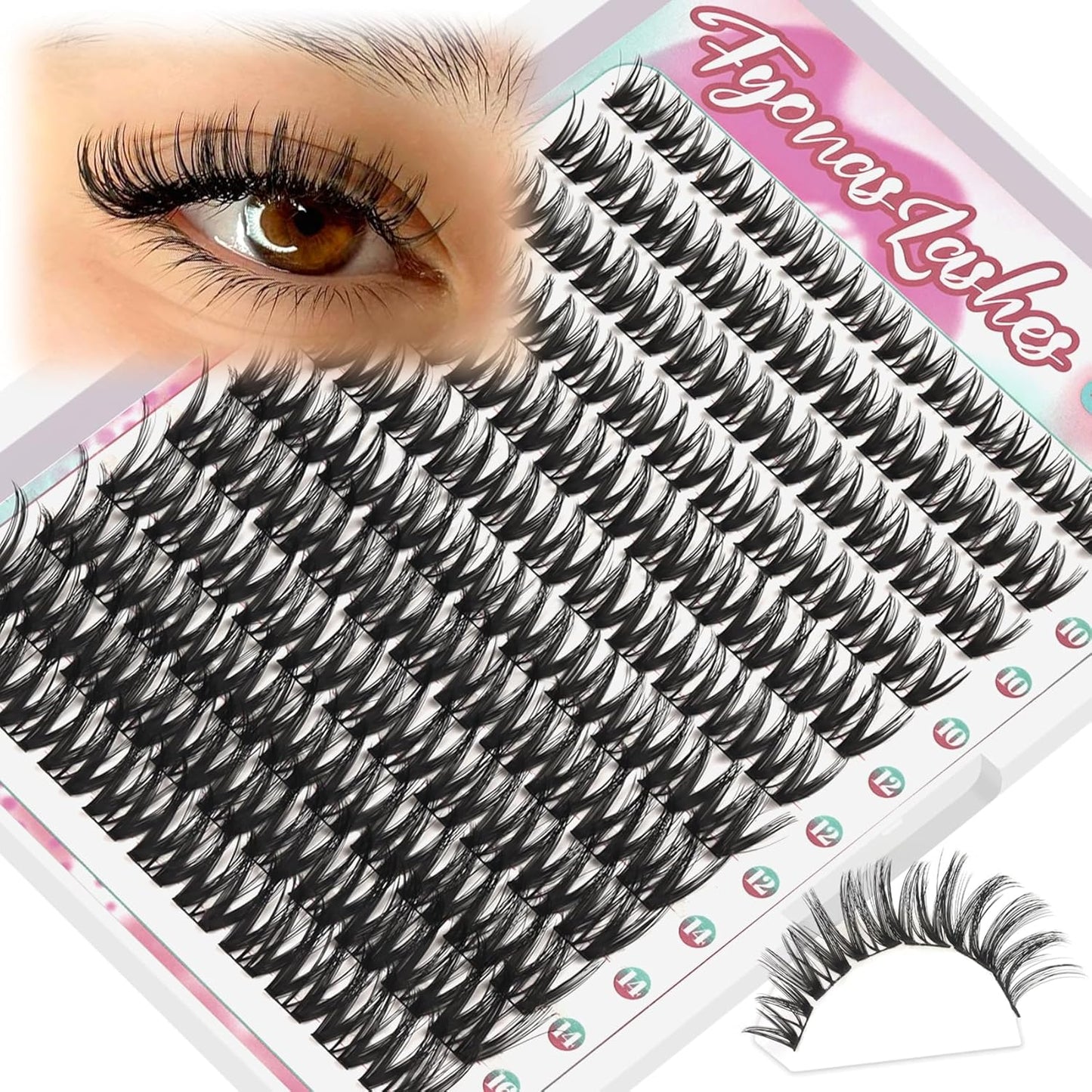 Lash Clusters Manga Eyelash Clusters Spiky Cluster Eyelash Extensions 80Pcs C Curl Individual Lashes Volume Anime Lash Clusters with Thin Band Cosplay Lashes DIY at Home (Cutey)
