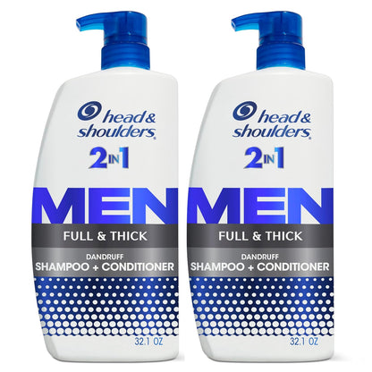 Head & Shoulders Anti-Dandruff Shampoo and Conditioner with 1% Pyrithione Zinc, Tea Tree Oil 2-in-1 Twin Pack, Tea Tree Shampoo with Cooling, Refreshed Scalp, 32.1 fl oz Each