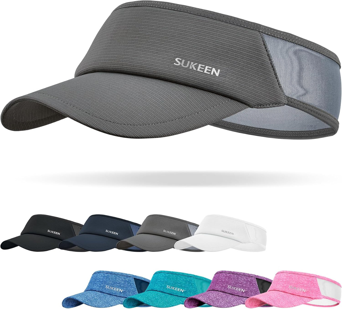 Sukeen Sports Sun Visor Men Women Lightweight Portable Cooling Stretchy Visor Hat for Running, Golf, Daily Wear