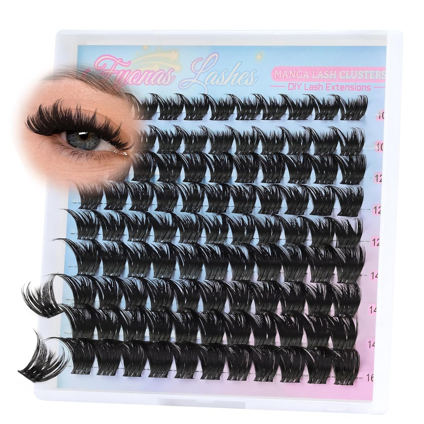 Lash Clusters Manga Eyelash Clusters Spiky Cluster Eyelash Extensions 80Pcs C Curl Individual Lashes Volume Anime Lash Clusters with Thin Band Cosplay Lashes DIY at Home (Cutey)