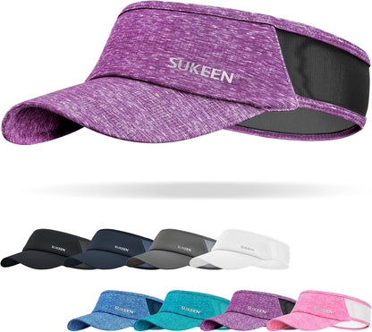 Sukeen Sports Sun Visor Men Women Lightweight Portable Cooling Stretchy Visor Hat for Running, Golf, Daily Wear