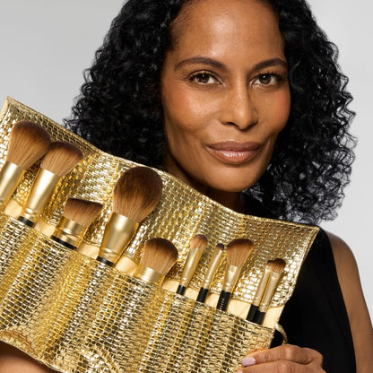 LAURA GELLER NEW YORK The Brush Vault - Ultimate Limited Edition Makeup Brush Collection - Includes Ten Must-Have Makeup Brushes for Mature Skin Makeup Application - 10 Count