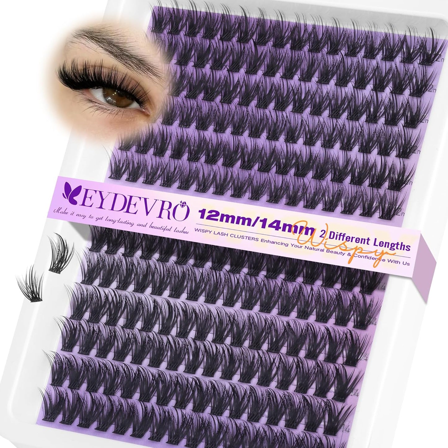 EYDEVRO Bunny Lash Clusters Manga Eyelash Clusters Wet Look Fairy Wispy Cluster Eyelash Extensions Anime Cluster Lashes 120 Pcs 10-16mm C Curl DIY Lash Extensions