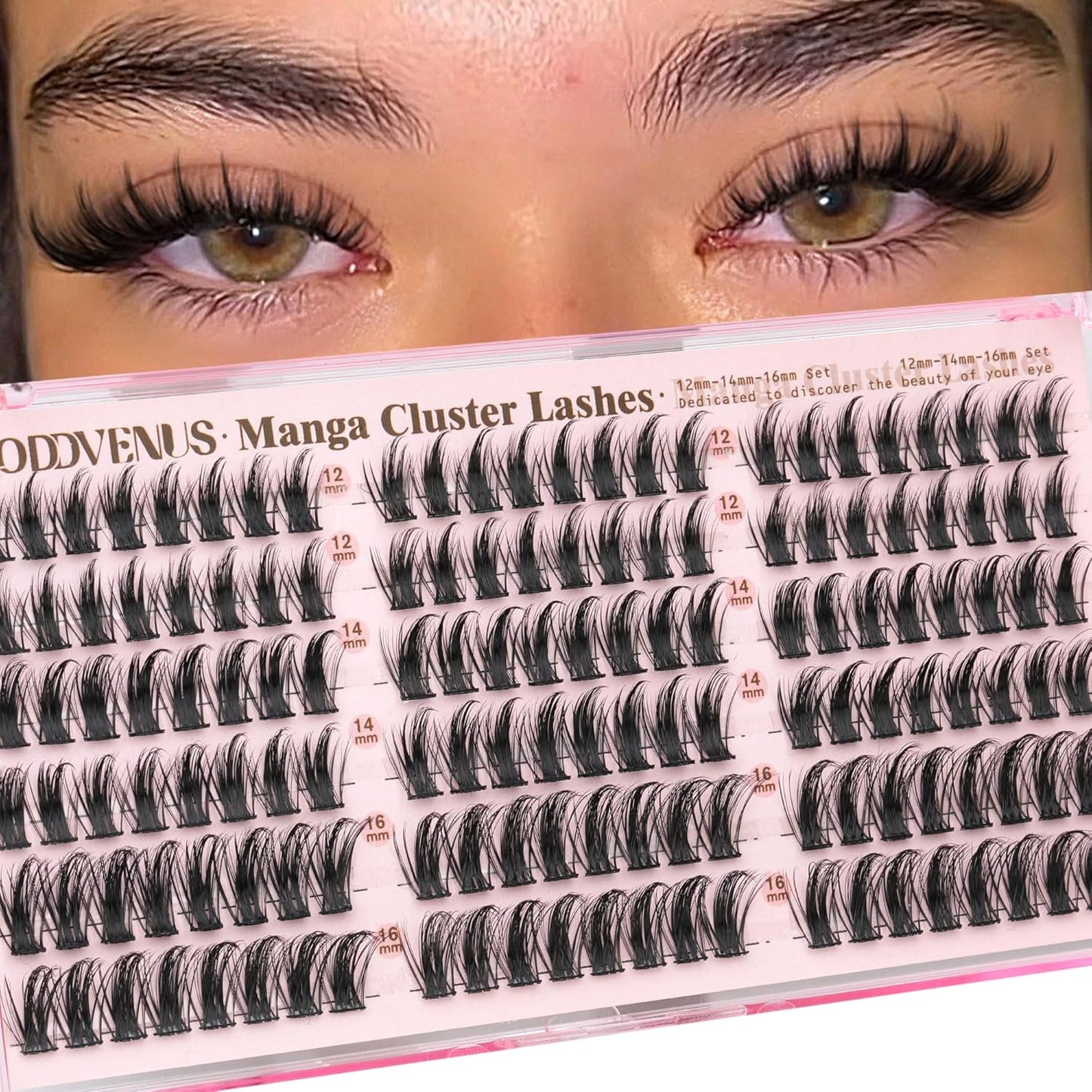 Goddvenus Manga Lash Clusters Natural Wispy 300 Pcs Fairy Eyelash Clusters 10-16mm Fluffy Cluster Eyelash Extensions Anime Cosplay No Plastic Feel Individual Lash Extension CC Curve