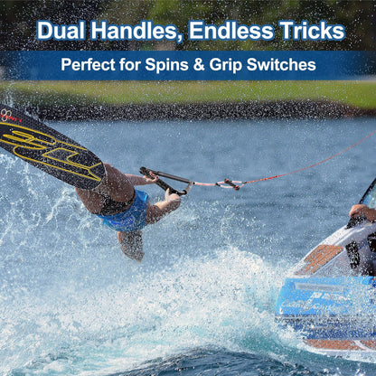 Affordura Wakeboard Rope 75 Feet Water Ski Rope with Handle Ski Ropes for Watersports, Ski Tow Rope for Tubing 4 Sections Tube Tow Rope for Watersports, Storage Bag Included